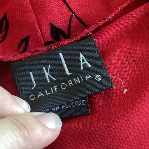 Vintage Womens Y2K Babydoll Top Size Large Red Black Glitter Floral Whimsigoth - Picture 6 of 9